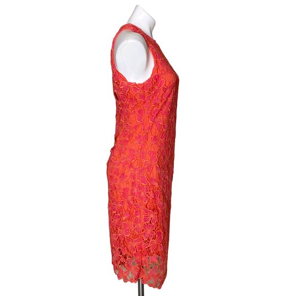 Alexia Admor NWT $146 Coral Pink Reese Lace Dress, Floral Crochet Design Size 8 - Picture 5 of 12